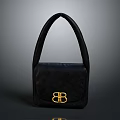 Black Handbag With Golden BB Logo And Elegant Design For Daily Use 3d model