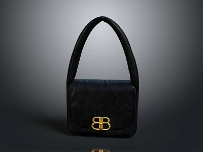 Black Handbag With Golden BB Logo And Elegant Design For Daily Use 3d model Black Handbag With Golden BB Logo And Elegant Design For Daily Use 3d model