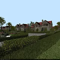 Red Roofed Detached Villa Exterior With Lush Greenery Lawn And Trees