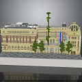 Classical Architectural Model With Trees Fountain Square And Exterior Design Details