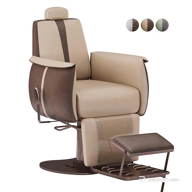 Ergonomic Medical Examination Chair with Leather Upholstery Beige Brown Color and Adjustable Footrest 3d model 