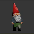 Garden Gnome Figure With Red Pointed Hat Long White Beard Blue Shirt And Green Pants