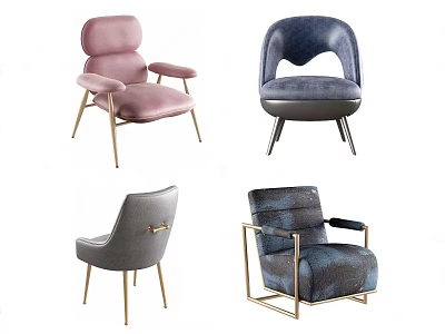 Modern Upholstered Accent Armchairs With Metal Legs And Multicolor Designs 3d model