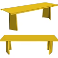 Yellow Modern Dining Table With Minimalist Design And Long Sleek Structure 3d model