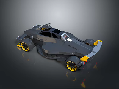 Futuristic Gray Car Design With Sleek Aerodynamic Body And Yellow Wheels 3d model