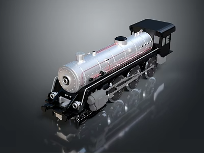 Silver Steam Train Model With Detailed Design And Shiny Surface Reflection 3d model