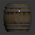 Decorative Wooden Barrel Ornament Set With Two Barrels Silver Metal Hoops And Purple Fillings