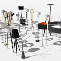 Various Modern Floor Lamps With Different Designs For Home Interior Decor 3d model