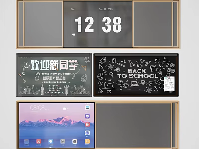 Digital Displays With Time Welcome New Students Back to School And Tablet Interface 3d model