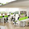 modern public office area open office area office bookcase office desk and chair 3d model