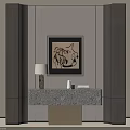 Modern Entryway Design With Textured Wall Framed Artwork And Console Table 3d model
