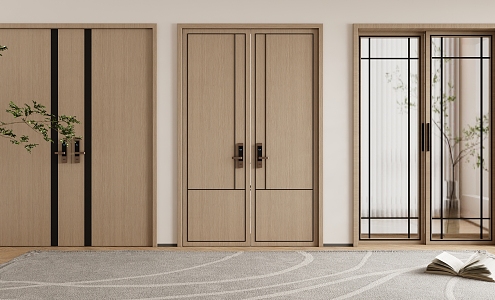 Modern double door entrance door glass double door 3d model