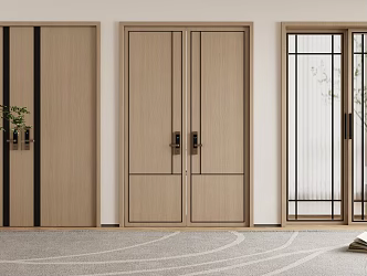 Modern double door entrance door glass double door 3d model