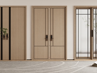 Modern double door entrance door glass double door 3d model