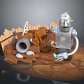Modern Robot Assistant Small Robot Butler 3d model