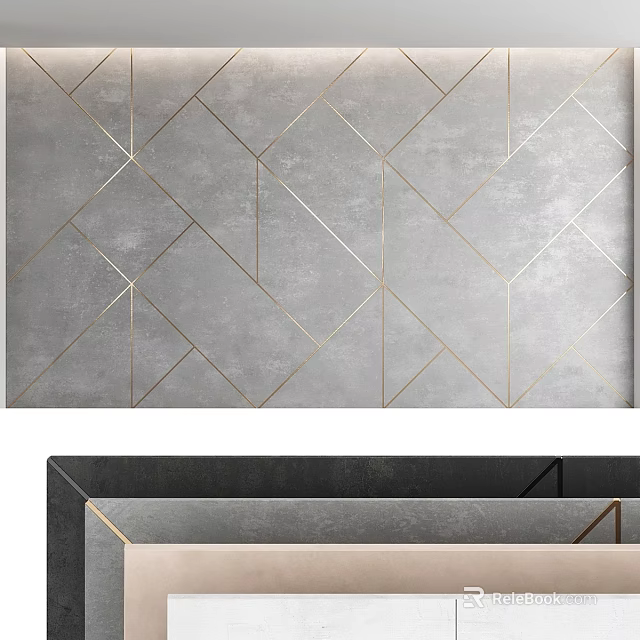 Modern Decorative Wall Hanging With Geometric Pattern And Gold Accent Lines 3d model