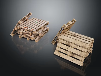 Industrial Equipment Stacked Wooden Pallets For Heavy Duty Industrial Storage Use 3d model