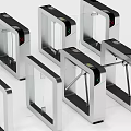 Modern Public Facility Access Control Gates With Glass Barriers And Digital Panels
