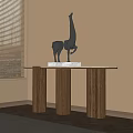 Middle-ancient style end view table porch cabinet end view strip case 3d model