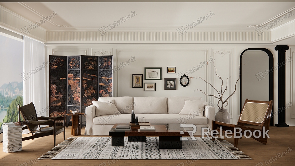 Quiet Living Room Middle Cream Home Living Room model