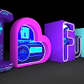 Colorful 3D Letters Forming Fucking With Illustrated Elements On Black Background
