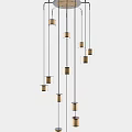 Stylish Modern Cylindrical Metal Pendant Lights With Thin Cords Hanging Together