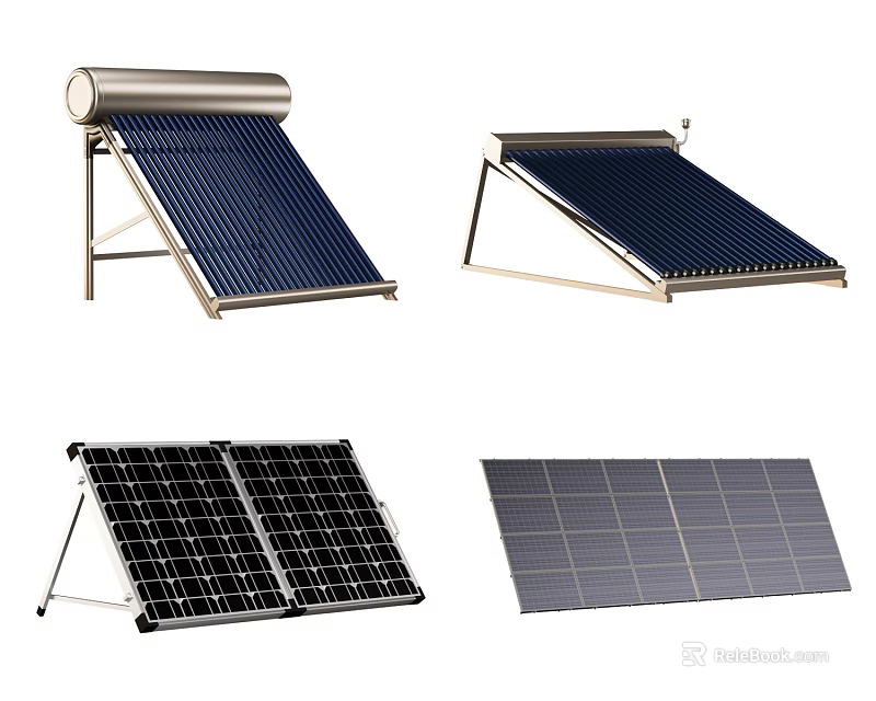 Solar Energy Appliances Solar Water Heater Collectors and Solar Panels for Home Use 3d model 