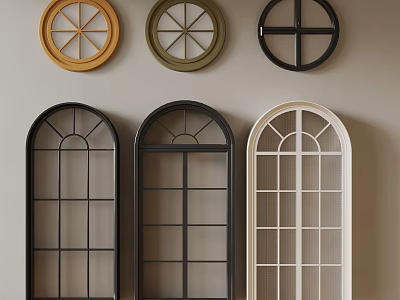 Decorative Round and Arched Windows with Various Colors for Wall Design 3d model