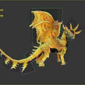 Yellow Dragon Doll Made Of Building Blocks With Detailed Wings And Horns