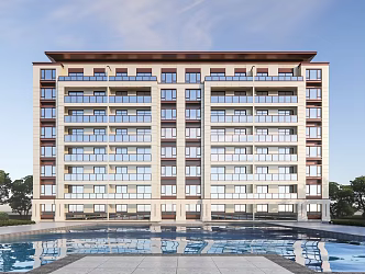 Modern Residential Building Simple Multi-storey Residence 3d model