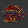 Futuristic Red And Yellow Flame Designed Flying Vehicle With Suspension Frame