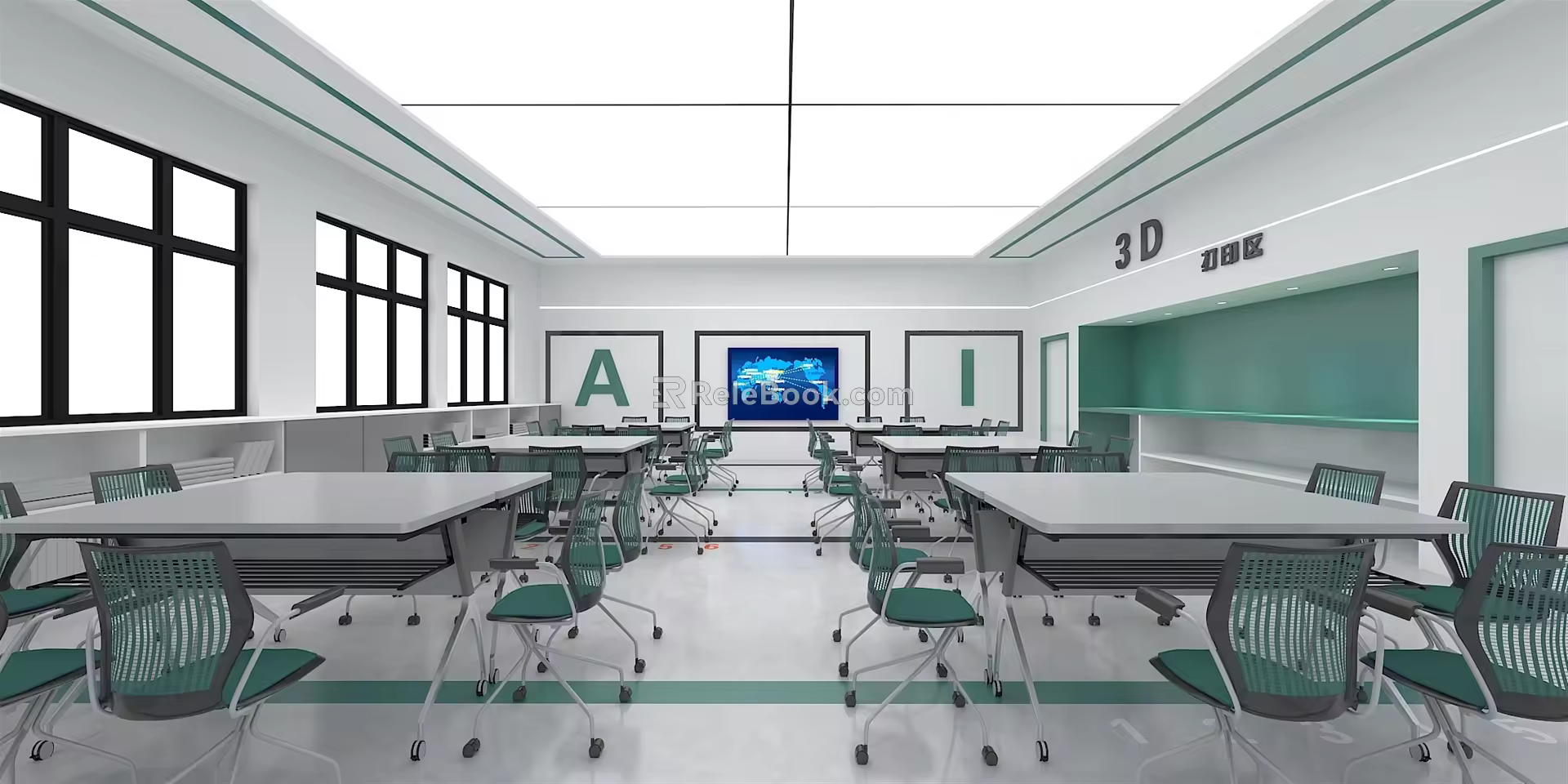 Modern Classroom Virtual Simulation Classroom Computer Classroom Robot Classroom Professional Classroom Maker 3d model