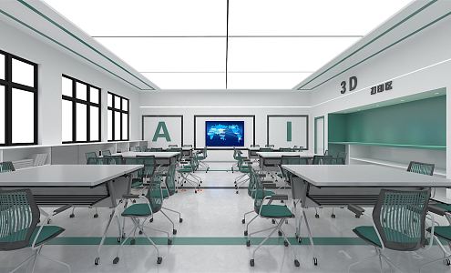 Modern Classroom Virtual Simulation Classroom Computer Classroom Robot Classroom Professional Classroom Maker 3d model