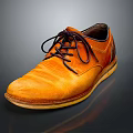Casual Leather Shoes With Orange Brown Upper And Black Laces For Daily Use