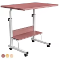Adjustable Height Desk With Pink Tabletop And Rolling Casters For Home Office 3d model