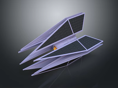 Futuristic Spacecraft With Solar Panels And Aerodynamic Wing Structure For Space Exploration 3d model