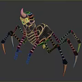 Fantasy Horned Spider Character With Black Brown Striped Body And Spiked Legs