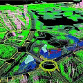 Aerial City Planning with Modern Buildings Green Spaces Lakes and Road Networks