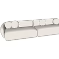Modern Beige Sectional Sofa With Round Cushions And Plush Fabric Design