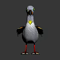 Vibrant Flying Bird With Large Green Eyes Blue Purple Feathers And Red Webbed Feet
