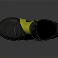 High Top Black Leather Shoes With Yellow Straps Side Details And Rubber Sole Design
