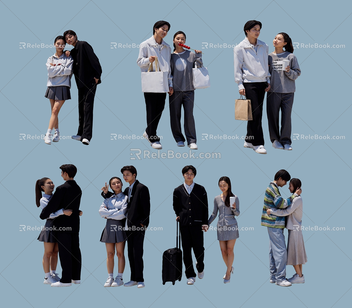 Many people couple group people 3d model