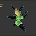 Cartoon Style Black 3D Game Character With Multiple Appendages Red Eyes And Pink Facial Features