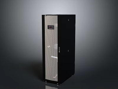 Modern Black And Silver Cabinet With Digital Display And Storage Doors 3d model