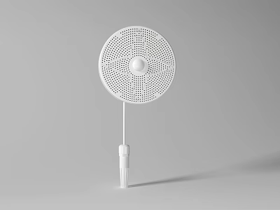 Modern Industrial Equipment Featuring Circular Mesh Structure Central Sphere And White Base 3d model