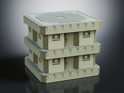 Three Layer Stacked Equipment Storage Units With Sturdy Industrial Design 3d model