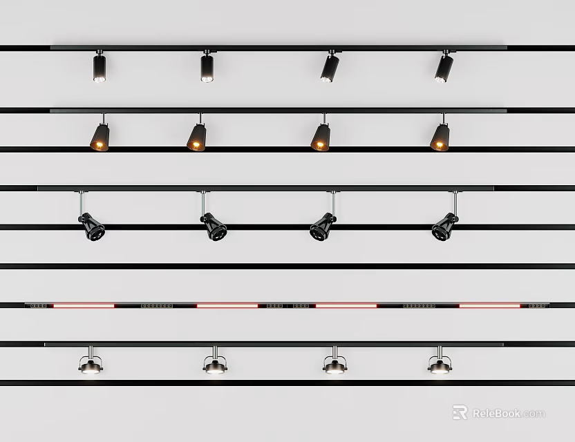 Modern Track Mounted Adjustable LED Downlights And Spotlights For Ceiling Lighting 3d model