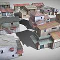 Various Small Building Models With Red Gray Tiles White Red Brown Exteriors Single Multi Story