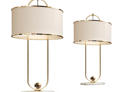 Modern Table Lamps With Golden Metal Stand White Lampshade And Marble Base 3d model