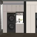 Sleek Modern Bathroom Cabinetry with Stacked Washing Machines Dryers and Storage Cabinets